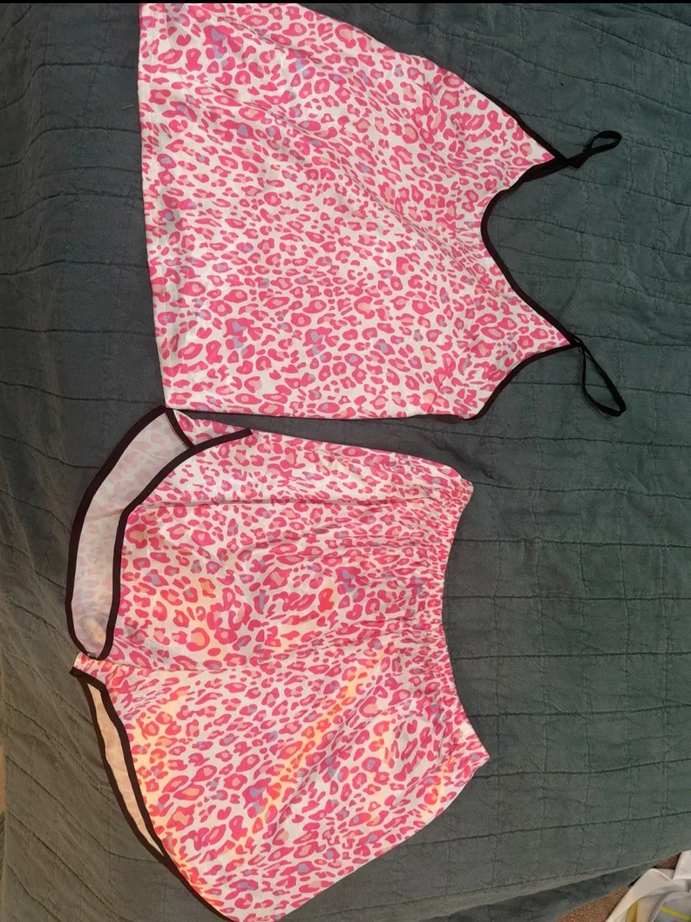 Pink Leopard Print Pajamas Two-Piece Set - Cute Tank & Shorts